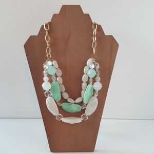 Mint and White Layered Statement Necklace
